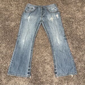 Guess Jeans Jeans Mens 36x30 Light Wash Button Fly Distressed Boot Worn Y2K Boho